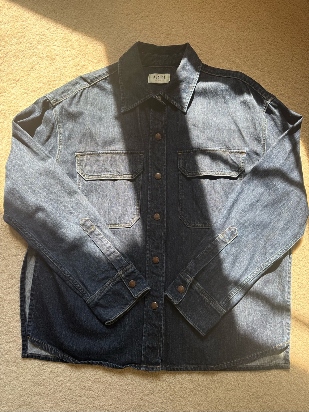 Agolde Two-Tone Indigo Denim Shirt Jacket
